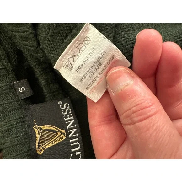 Guinness Men's Bottle Green Knit Sweater Pullover Crew Neck Size S Small - Picture 2 of 8